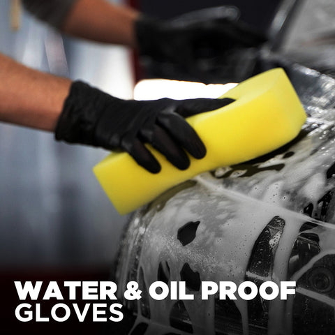 commercial grade 5.5 mil thick black disposable nitrile gloves powder and latex free water and oil proof gloves