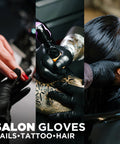 black nitrile gloves for nails tattoo hair 5.5 mil thick examination grade gloves