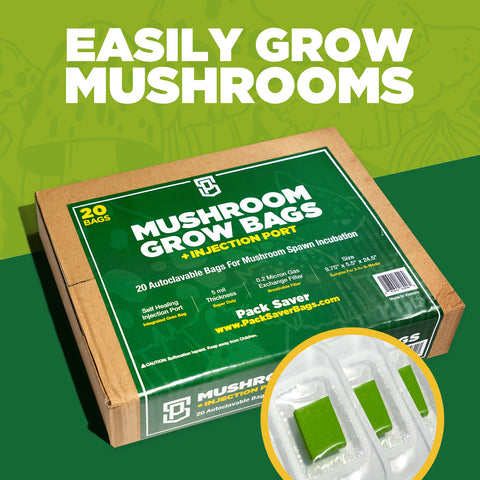 easily grow mushrooms with pack saver mushroom grow bags with self healing injection port integrated onto bag