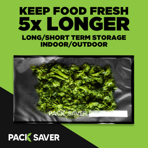 pack saver food saver heavy duty vacuum seal bags in black keep food fresh 5x longer long and short term storage indoor and outdoor compatible